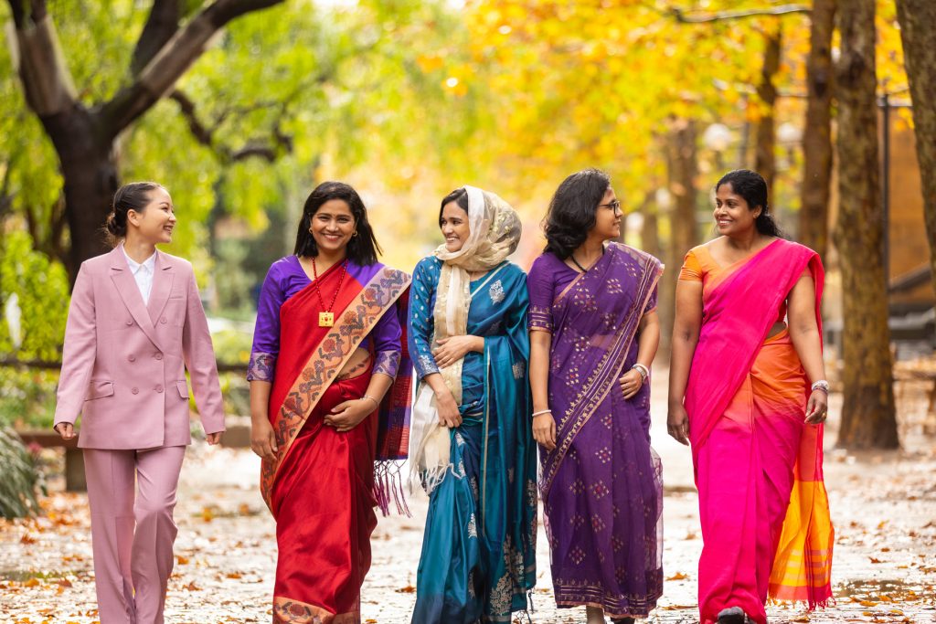 Juliana (middle) pictured with other Australia Awards female scholars from South Asia and Mongolia in Melbourne.