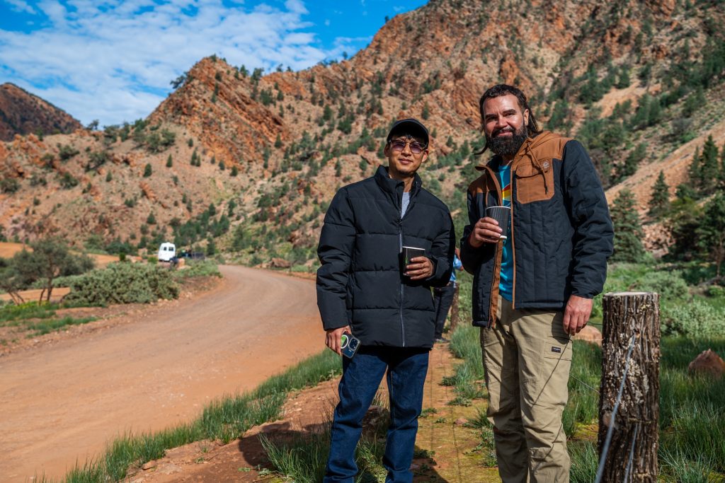 Nahid pictured with John (right) during their tour at the Ikara-Flinders Ranges National Park.