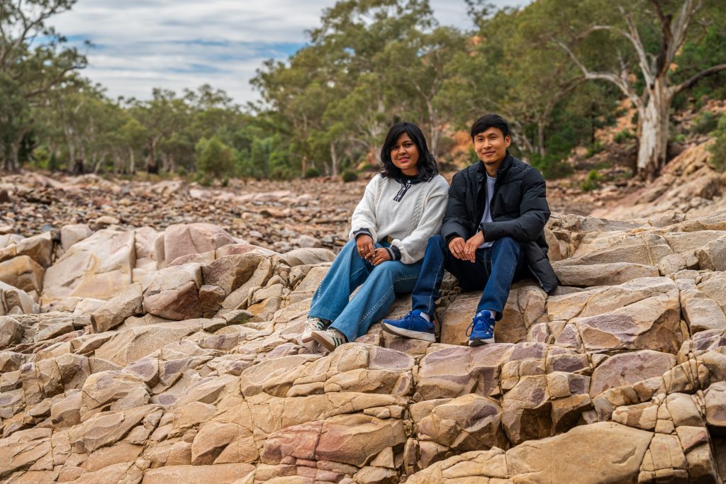 Scholars Aki (left) and Nahid (right) pictured at Ikara-Flinders Ranges National Park.