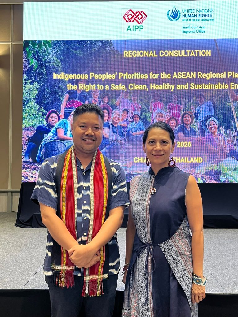 Pallab (left) with Astrid Puentes Riaño (right), United Nations Special Rapporteur on the Human Right to a Clean, Healthy and Sustainable Environment, in Chiang Mai, Thailand, on 27 May 2026.